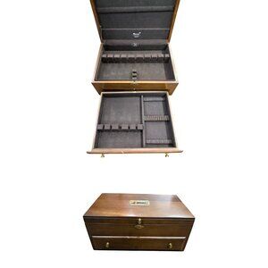 USA EUREKA REED & BARTON ? PROVINCIAL WOODEN SILVERWARE STORAGE CHEST BOX DRAWER